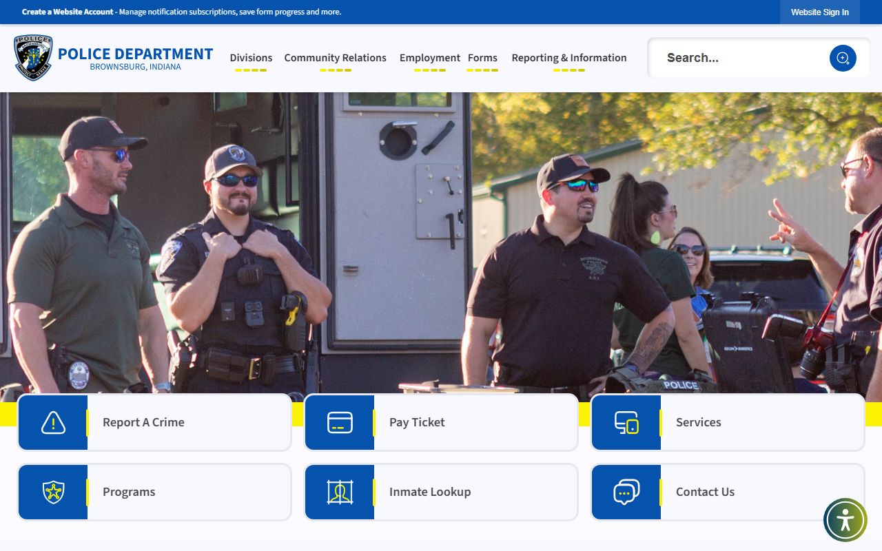 Brownsburg Police Department background check records page