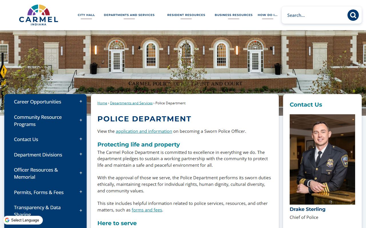 Carmel Police Department website for background check information