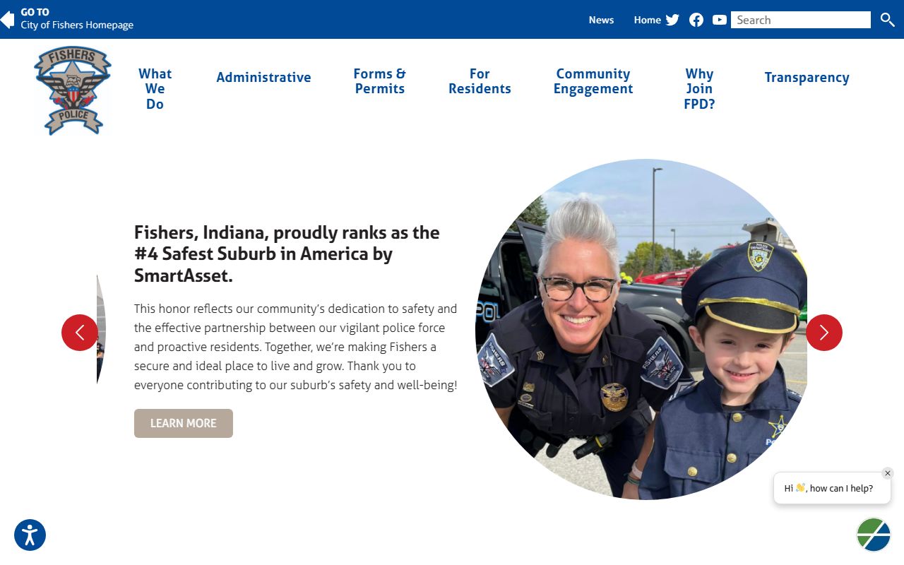 Fishers Police Department website for background check services