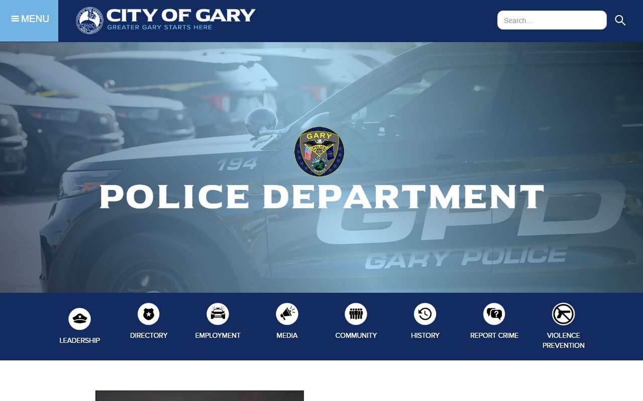 Gary Police Department website for background check requests