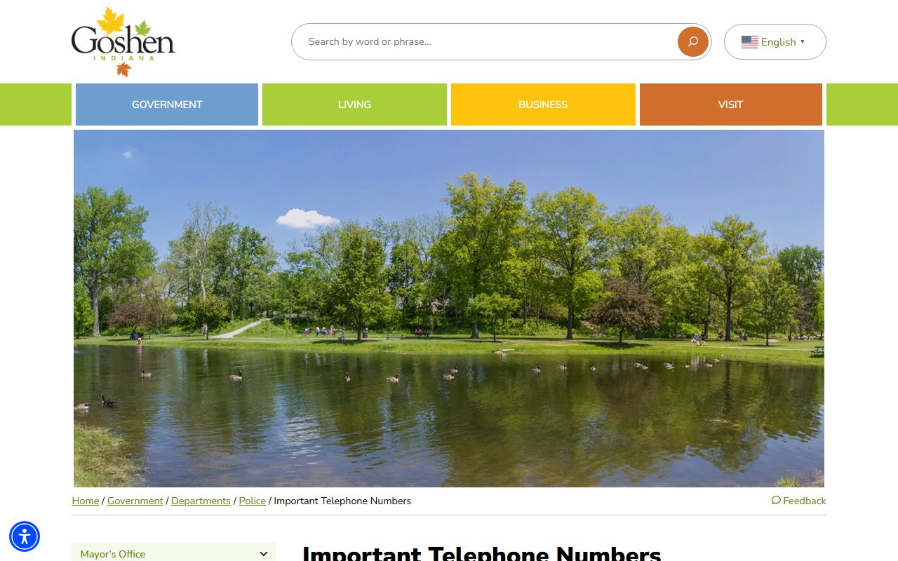 Goshen Police important phone numbers for background check contacts