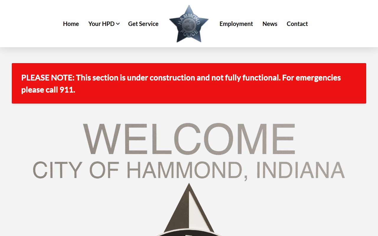 Hammond Police Department background check records page