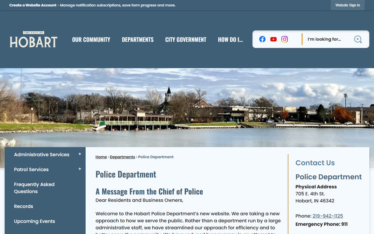 Hobart Police Department background check page