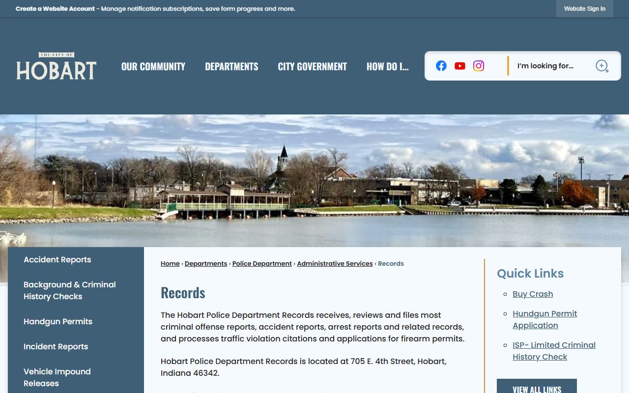 Hobart Police Records Division background check services