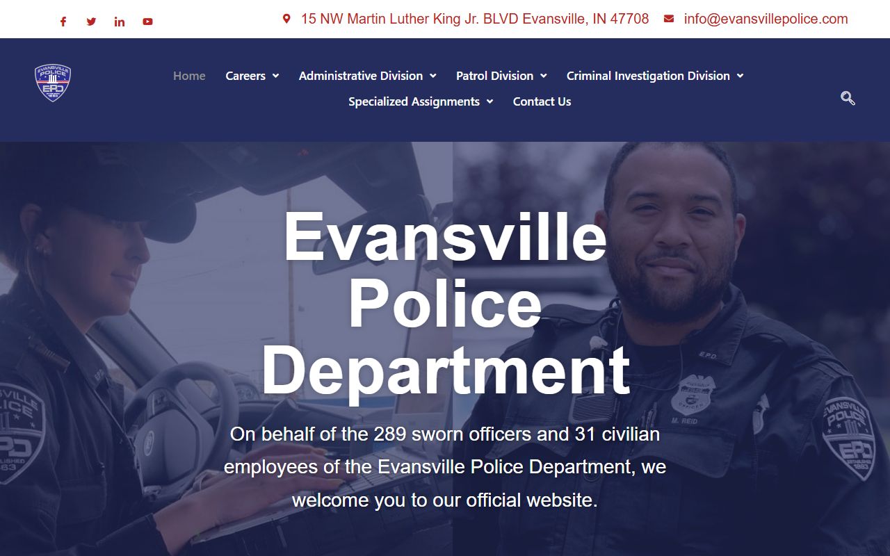 Evansville Police Department website for background check records