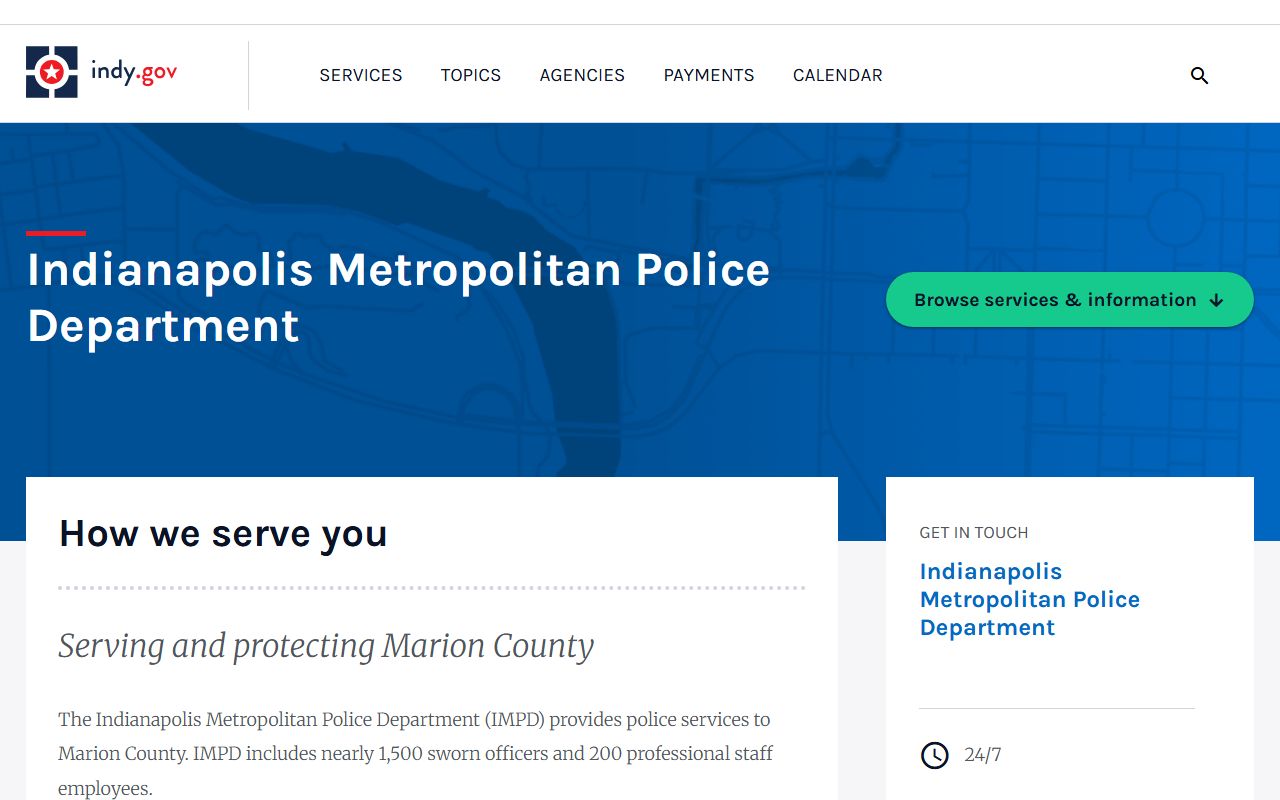 Indianapolis Metropolitan Police Department website for background check records