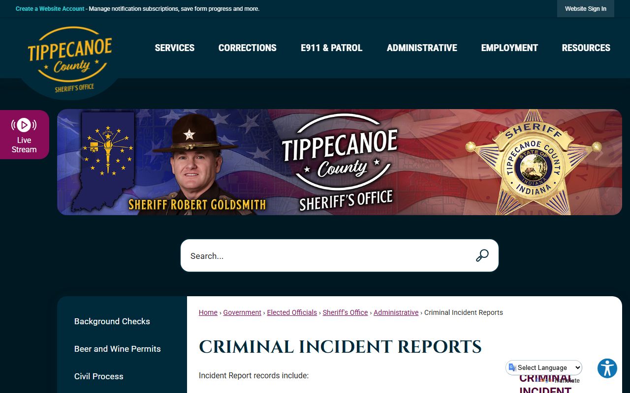 Tippecanoe County criminal incident reports used for Lafayette background check searches