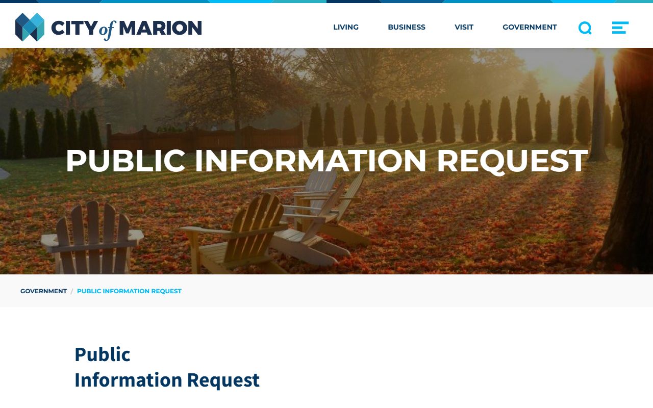 Marion public information request page for background check records