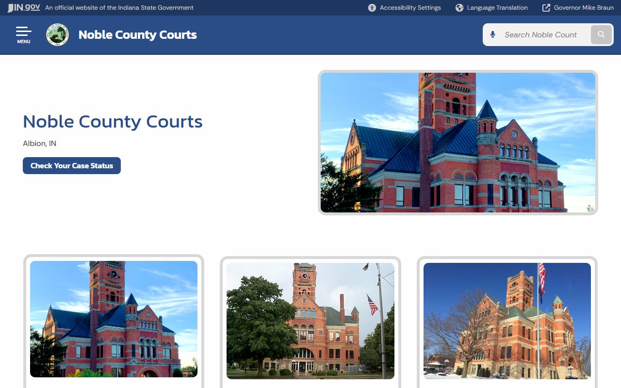 Noble County Courts website for background check information