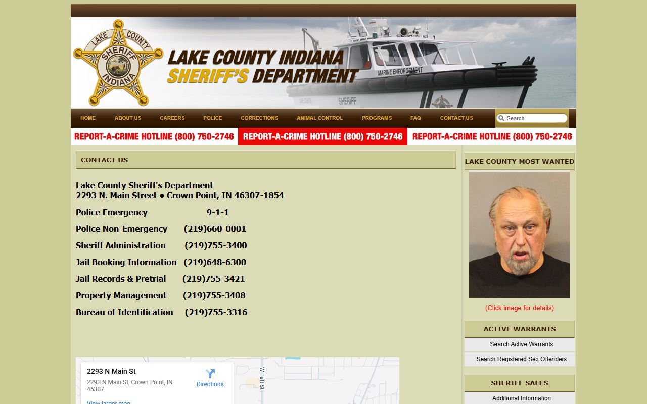 Lake County Sheriff contact page for background check inquiries