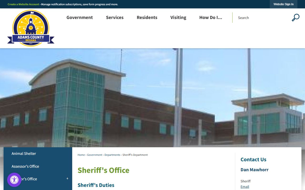 Adams County Sheriff website for background check records