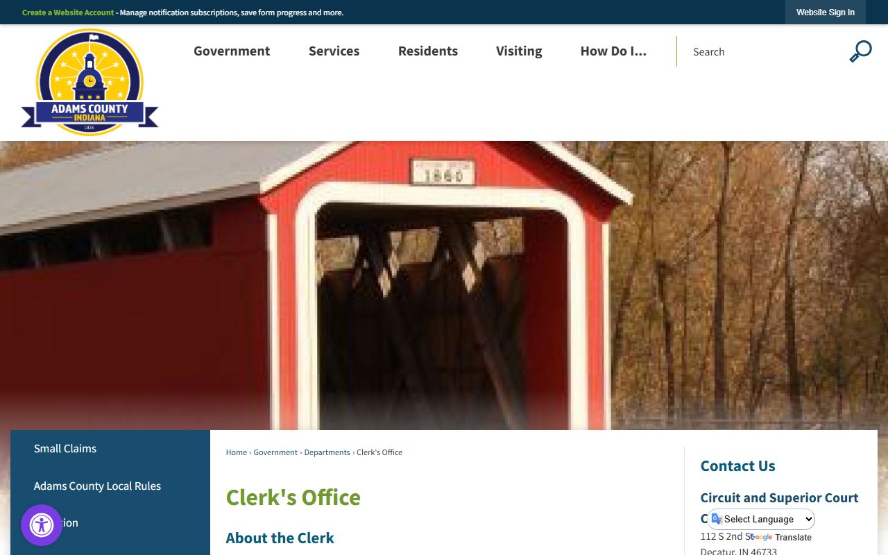 Adams County Clerk office website for background check records