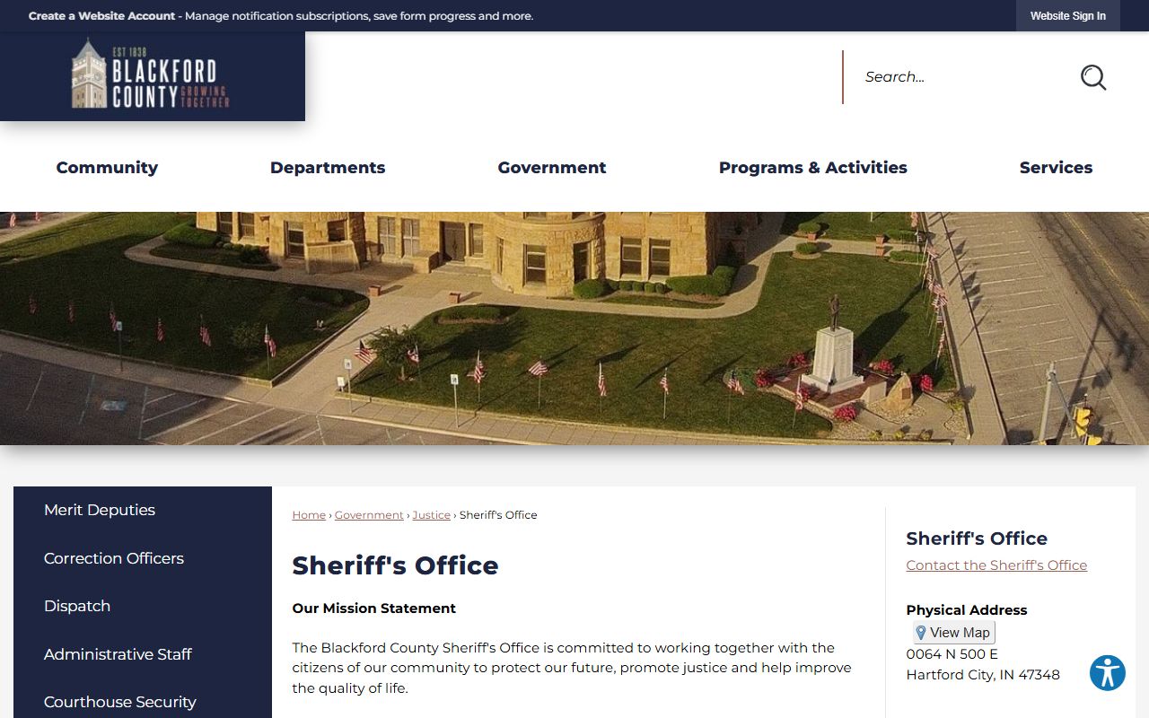 Blackford County Sheriff website for background check records