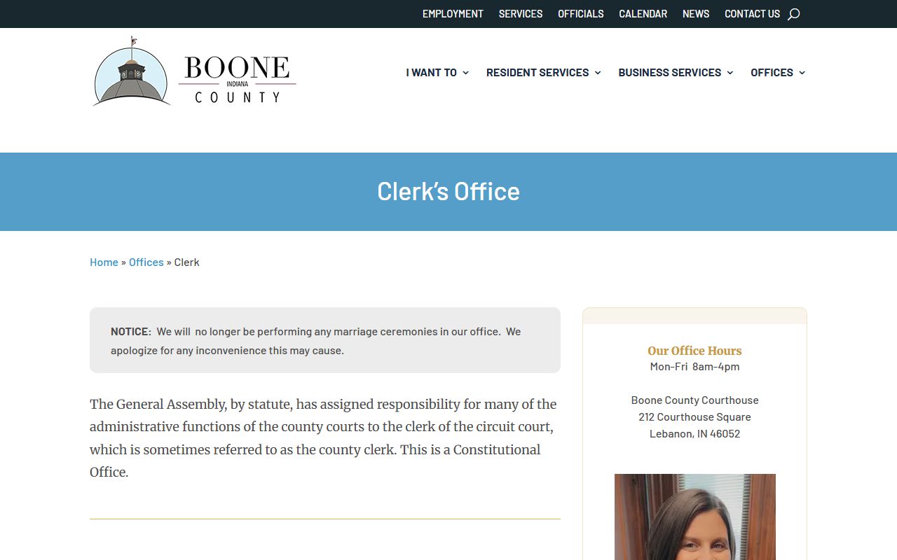 Boone County Clerk website for background check services