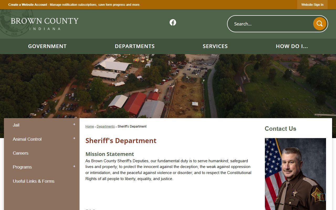 Brown County Sheriff website for background check records