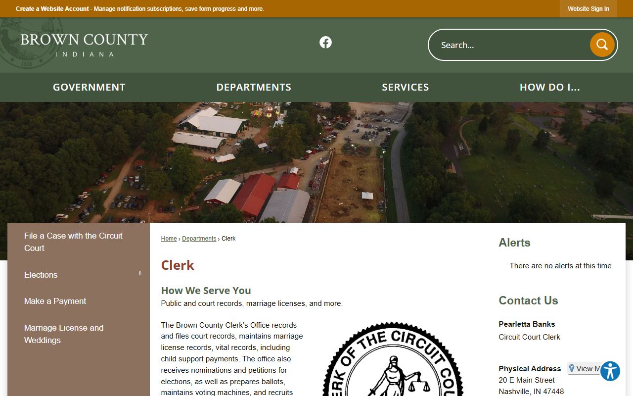 Brown County Clerk website for background check services