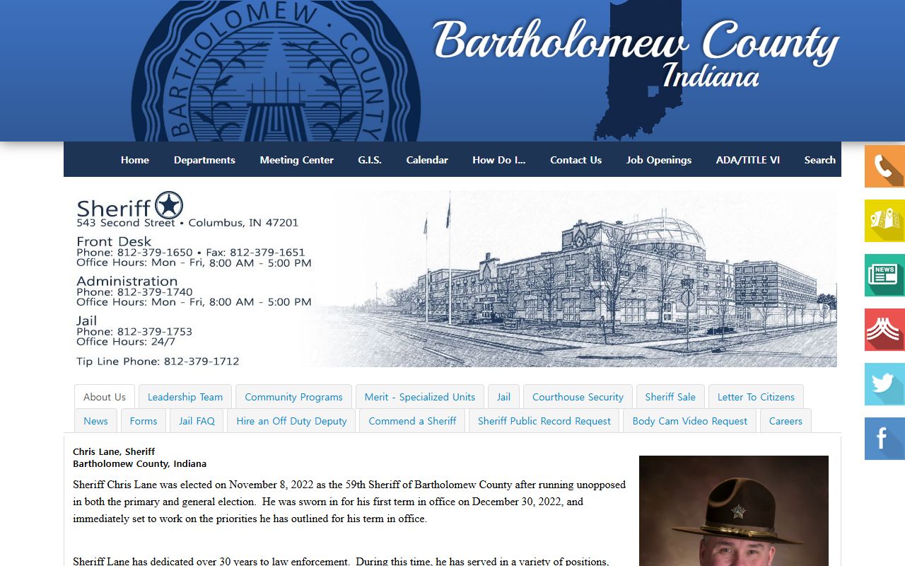 Bartholomew County Sheriff website for background check records
