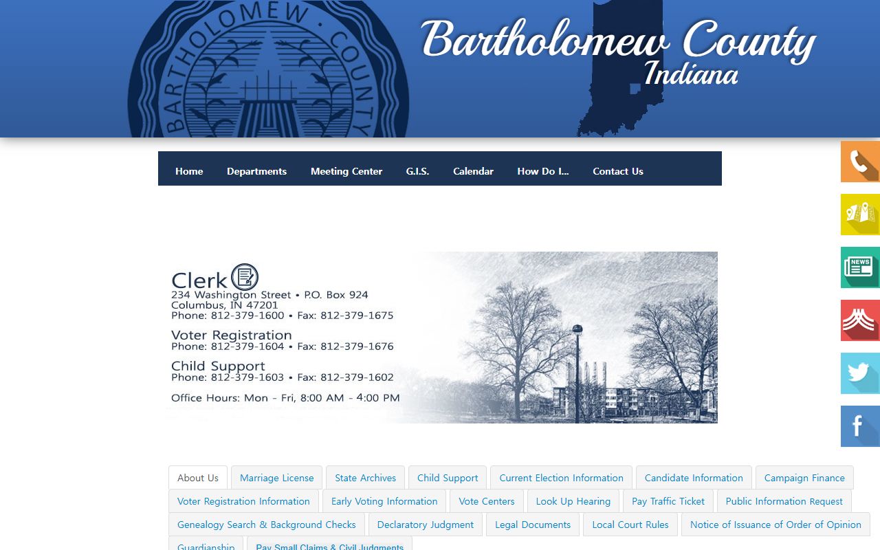 Bartholomew County Clerk website for background check services