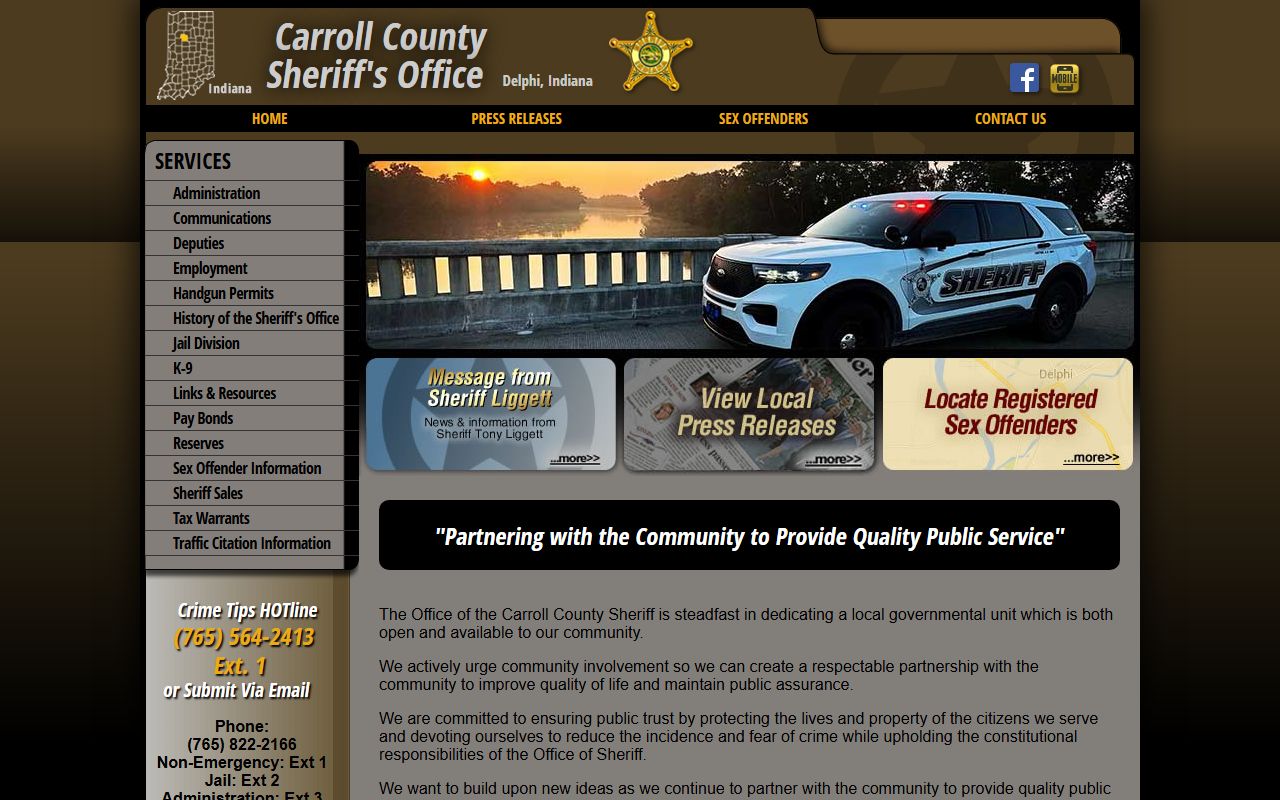 Carroll County Sheriff website for background check records