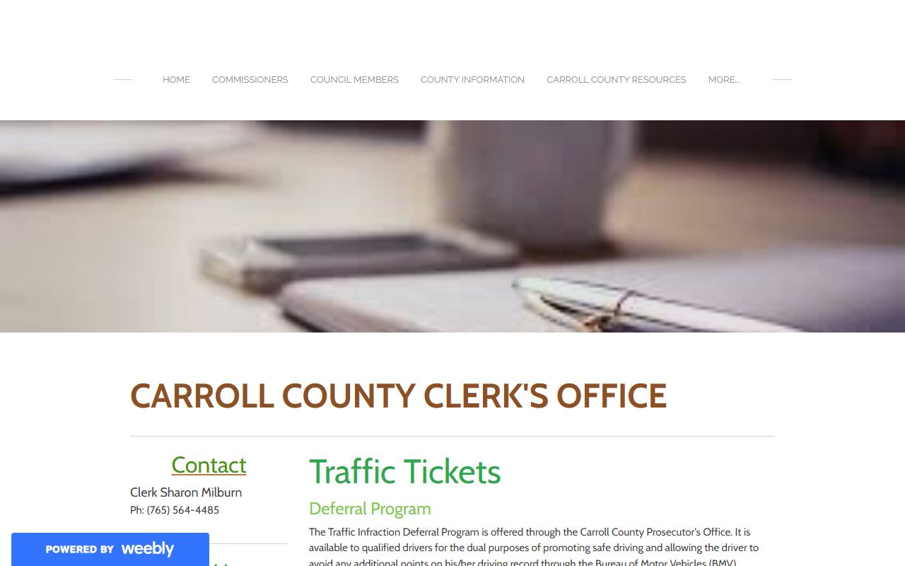 Carroll County Clerk website for background check services