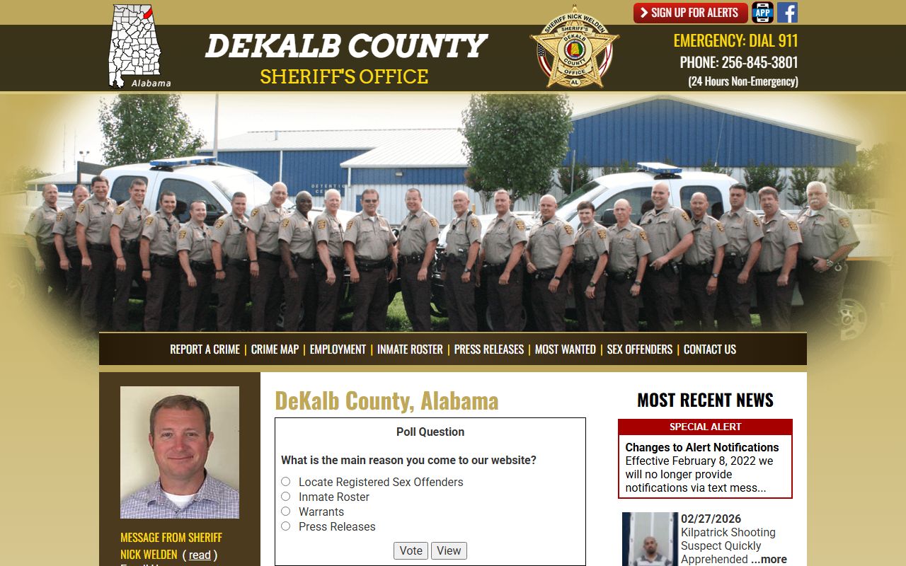 DeKalb County Sheriff's Office website for background check records