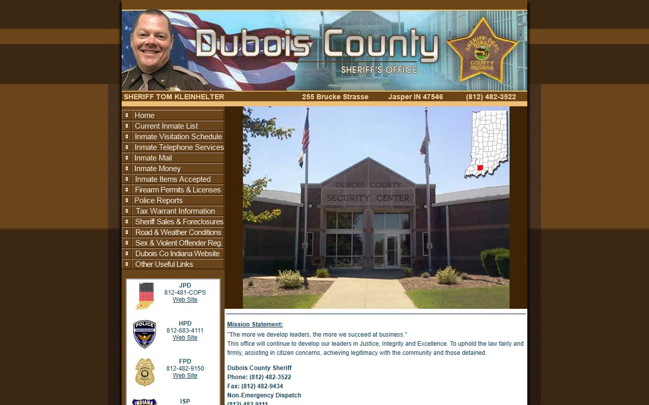 Dubois County Sheriff's Department website for background check information