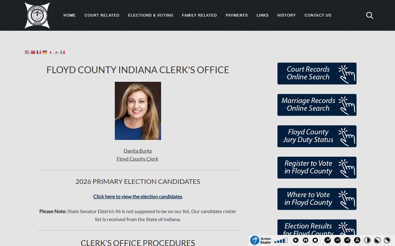 Floyd County Clerk of Courts website for background check records