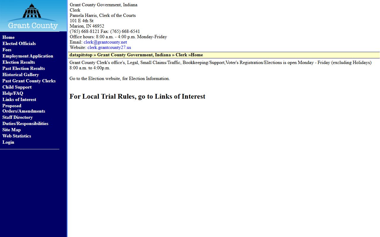 Grant County Clerk website for background check records