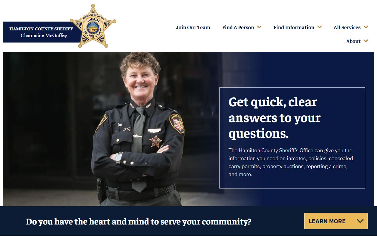 Hamilton County Sheriff website for background check records
