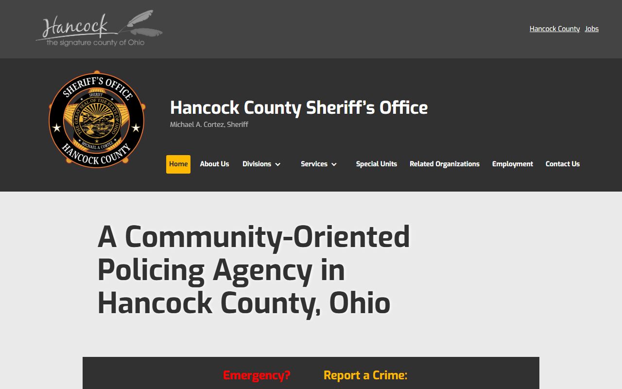 Hancock County Sheriff website for background check records
