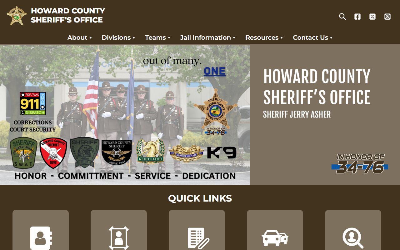 Howard County Sheriff office background check page