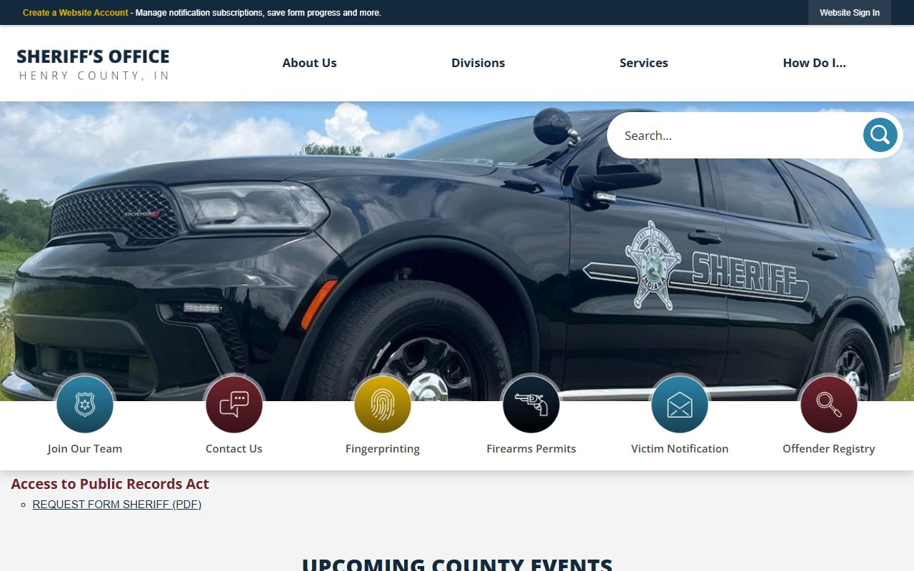 Henry County Sheriff background check records page