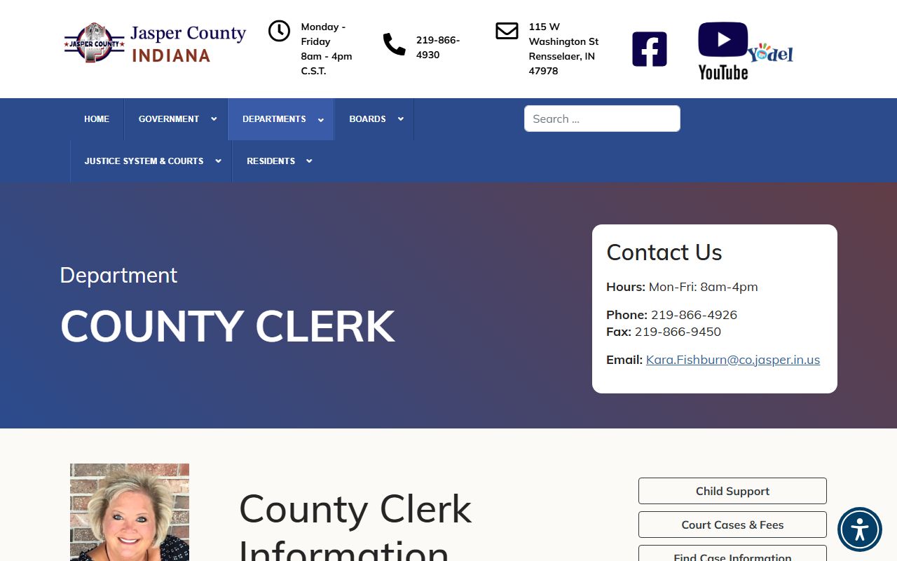 Jasper County Clerk office for background check records