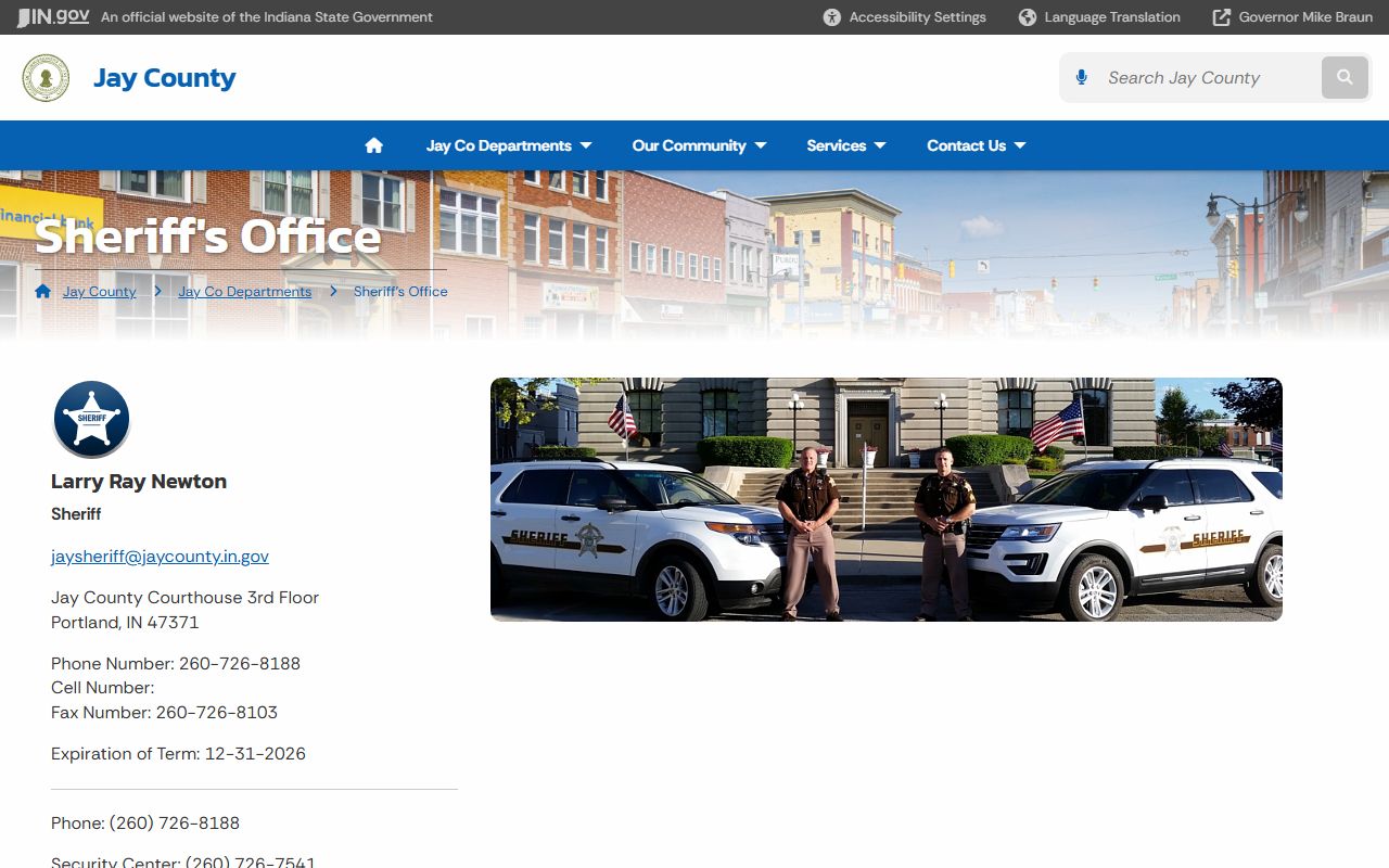 Jay County Sheriff background check records page