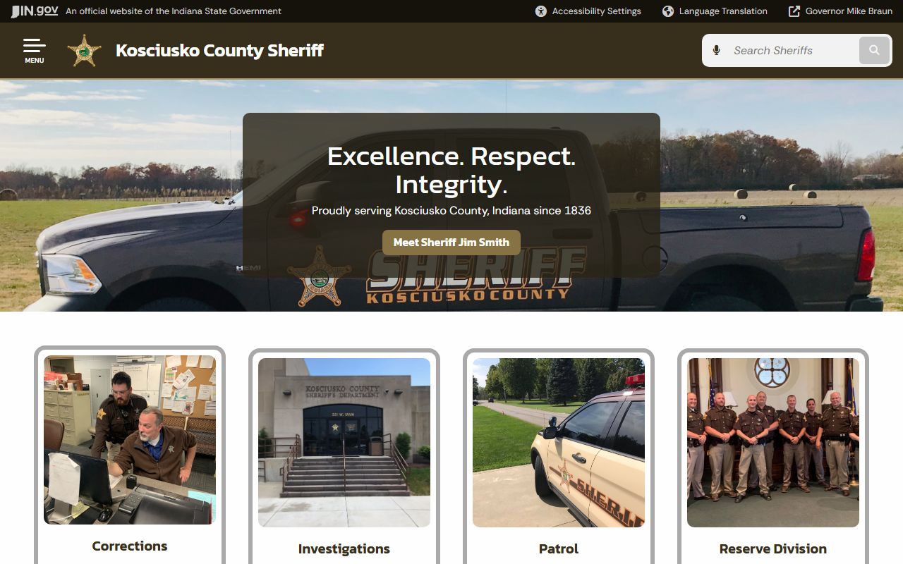 Kosciusko County Sheriff website for background check records