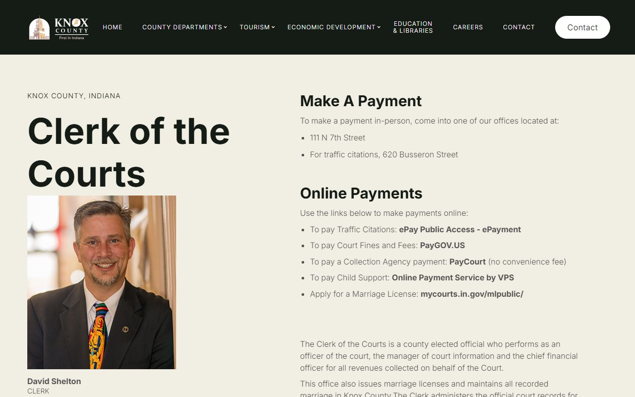 Knox County Clerk website for background check records