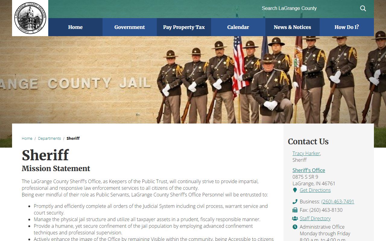 LaGrange County Sheriff website for background check records
