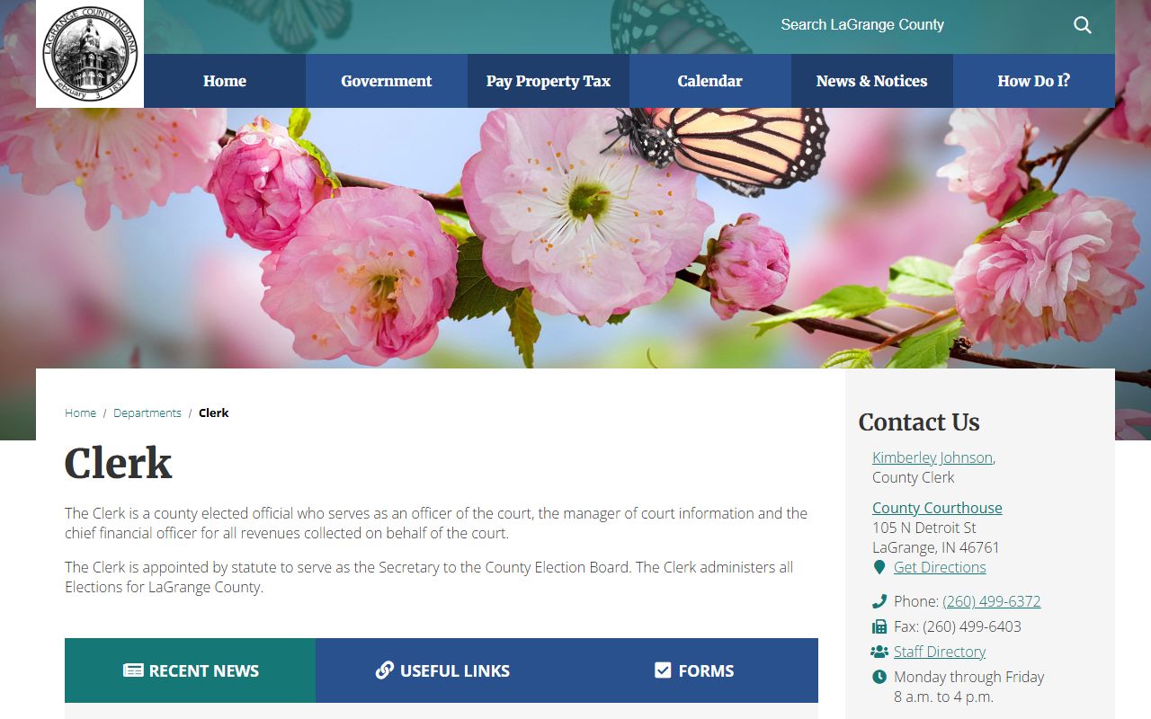 LaGrange County Clerk website for background check records