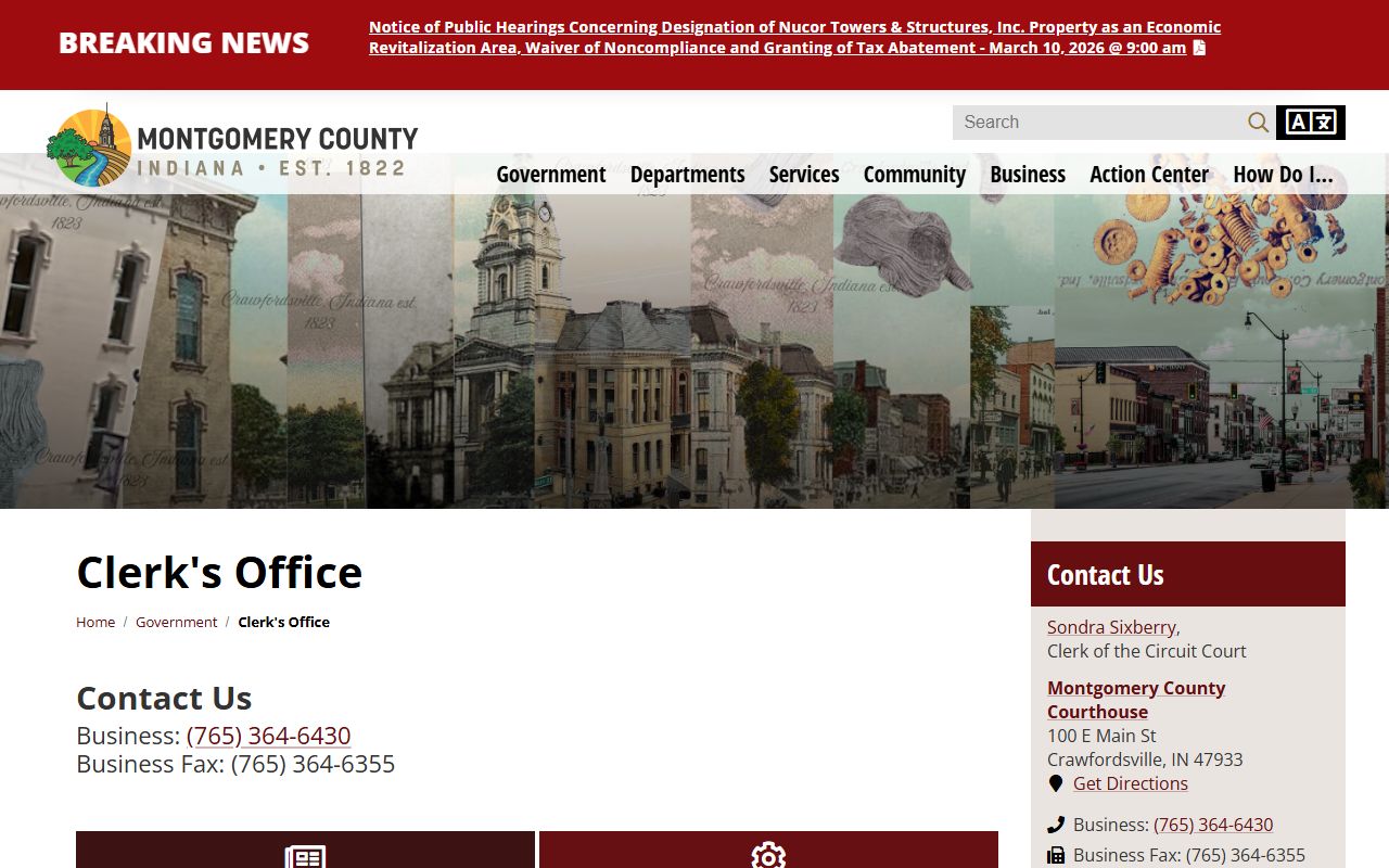 Montgomery County Clerk website for court background check records