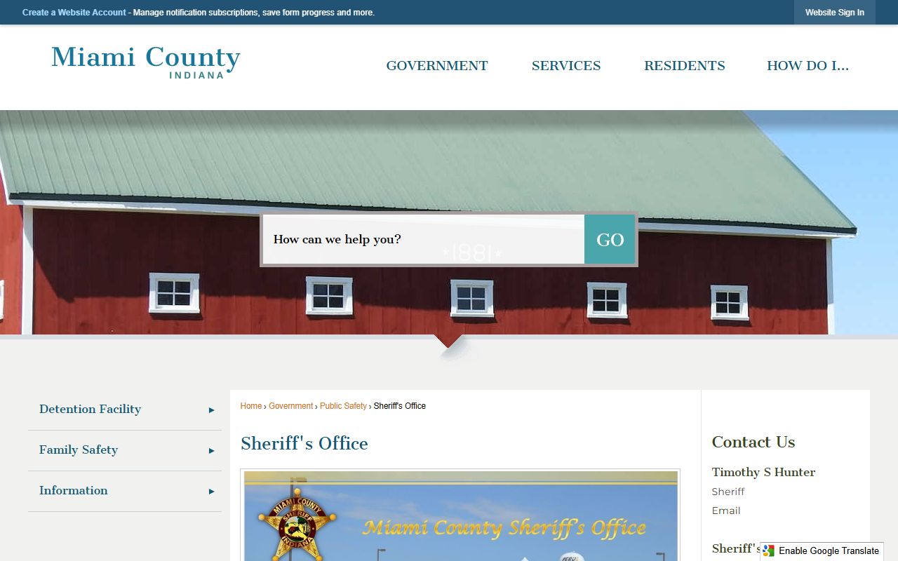 Miami County Sheriff office website for background check records