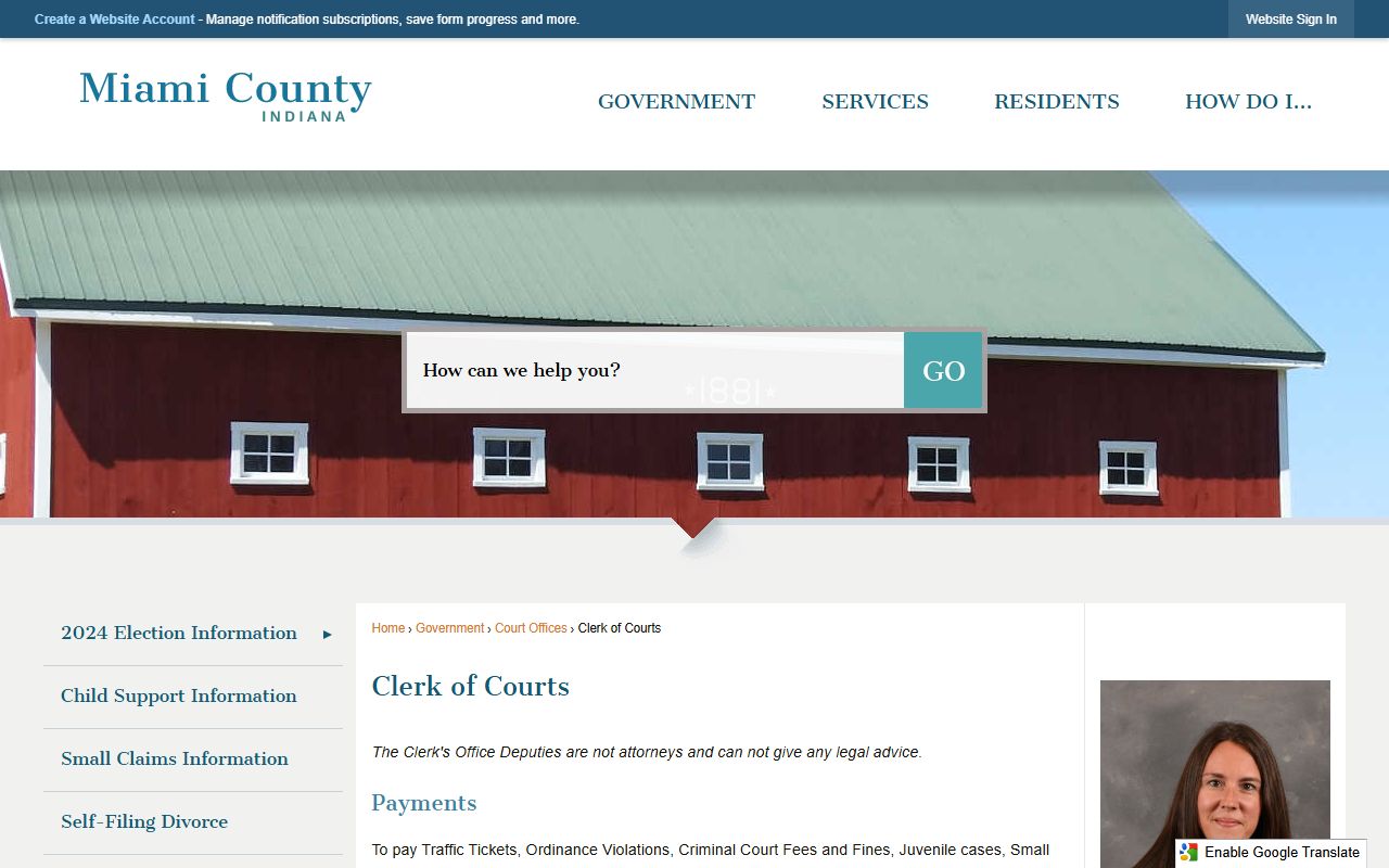 Miami County Clerk of Courts website for background checks