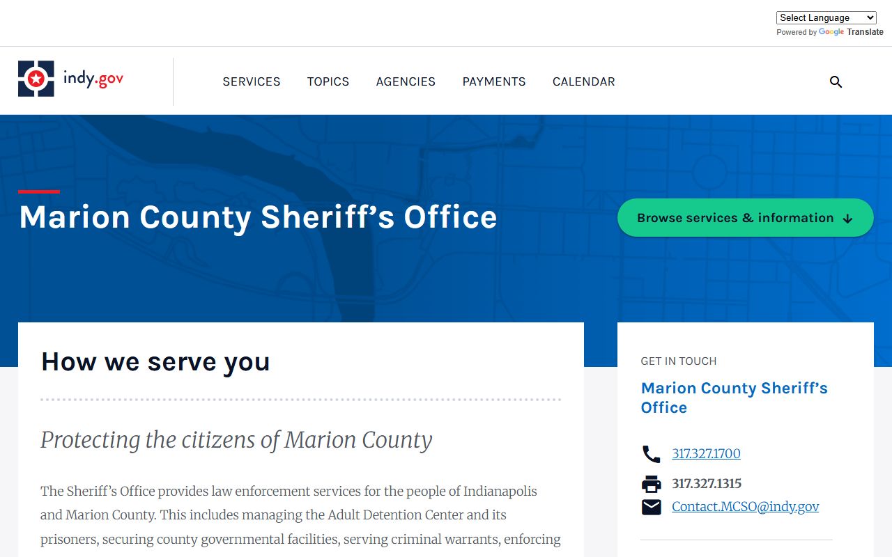 Marion County Sheriff office website for background check records