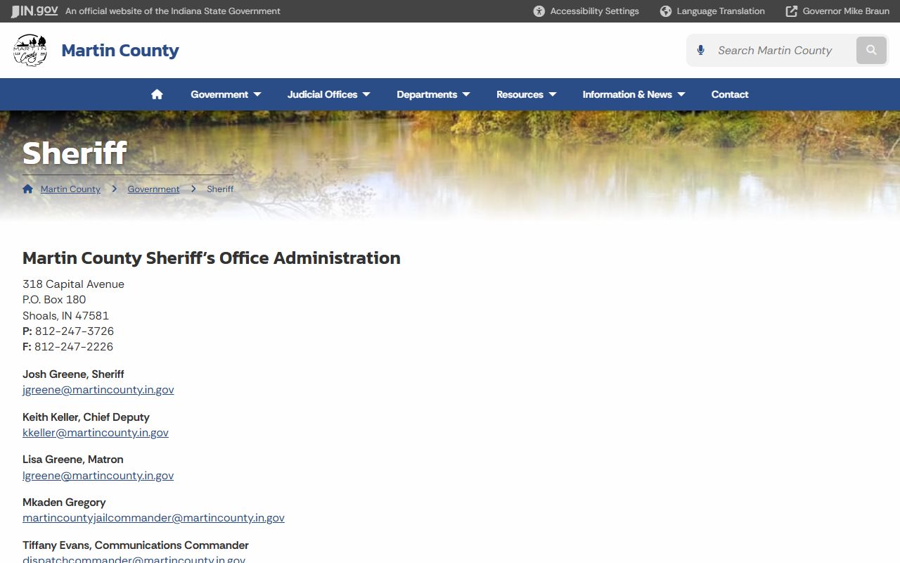 Martin County Sheriff office page for background check records