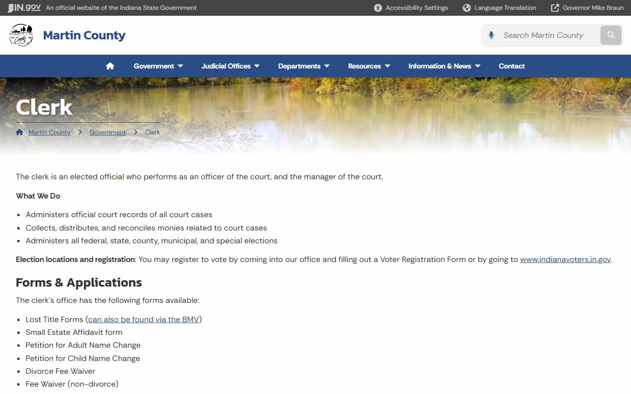 Martin County Clerk website for court record background checks
