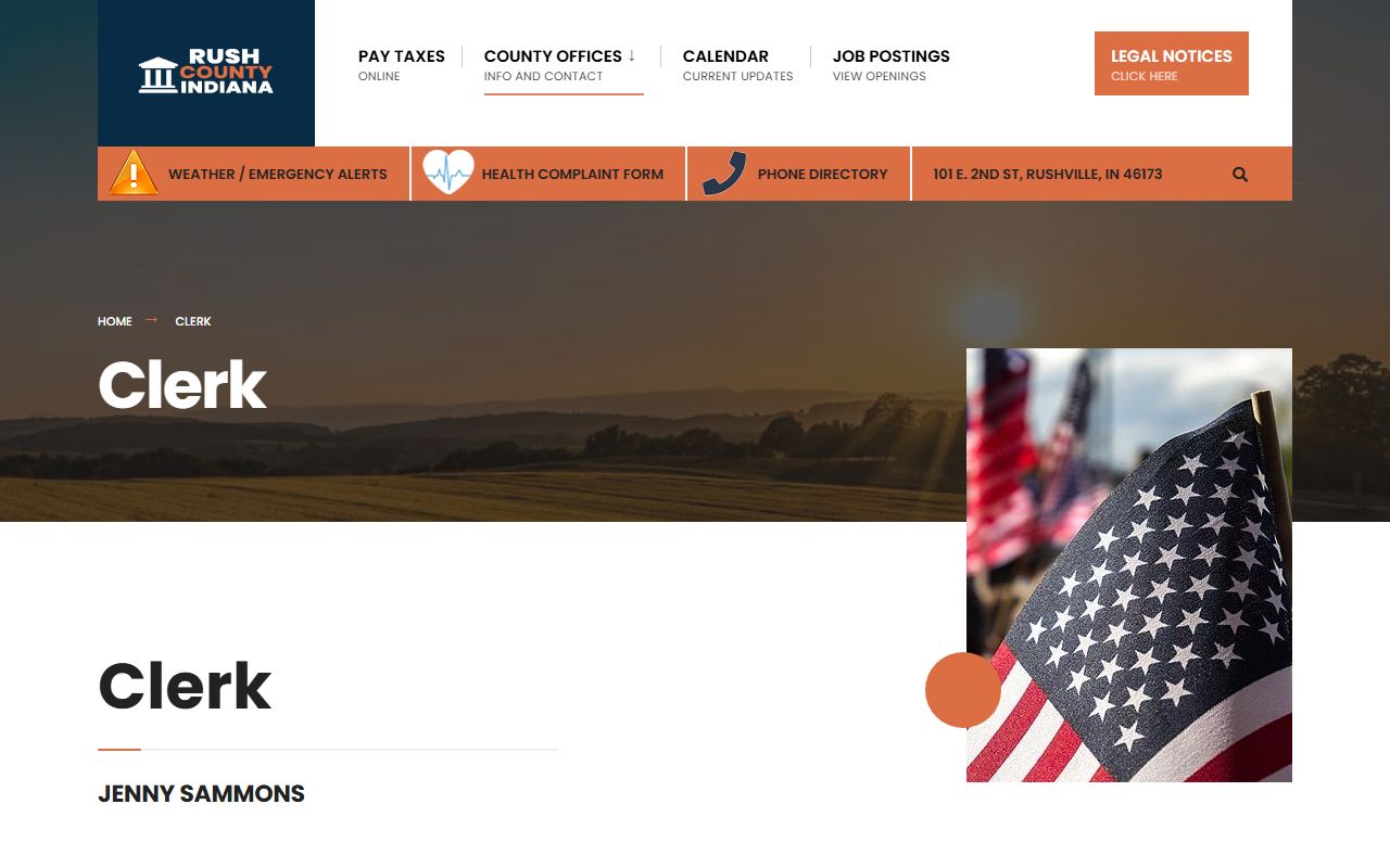 Rush County Clerk's Office website for background check record requests