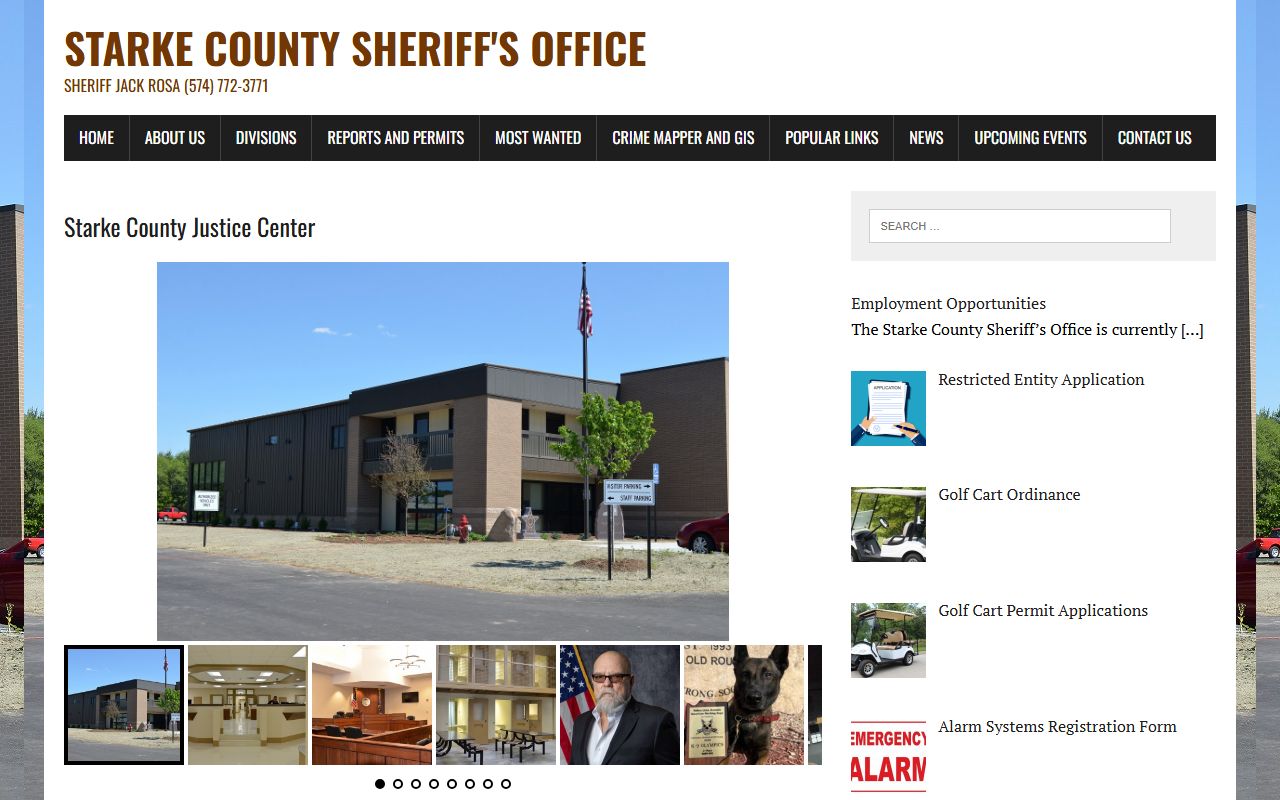 Starke County Sheriff website for background check records