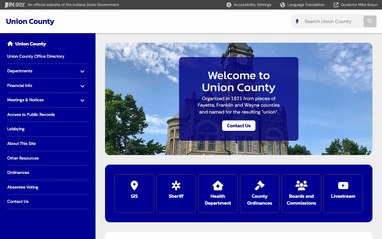 Union County Clerk office website for background check records
