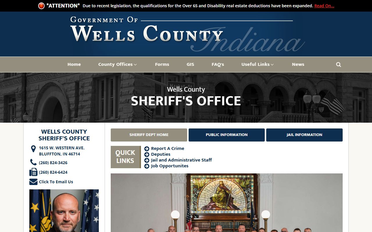 Wells County Sheriff website for background check records