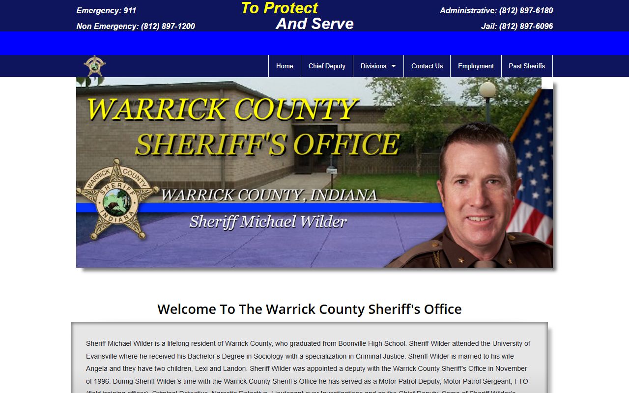 Warrick County Sheriff website for background check records