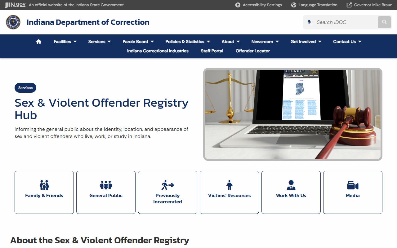 Indiana sex and violent offender registry for background checks